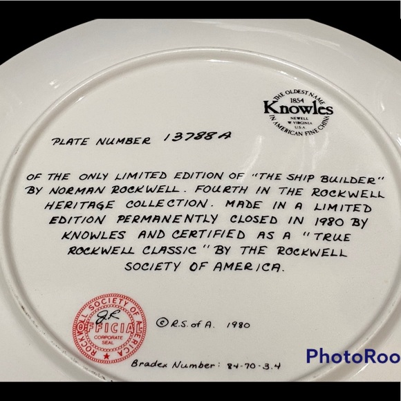 EUC•Norman Rockwell “The Ship Builder” numbered Collectors plate - Picture 5 of 5